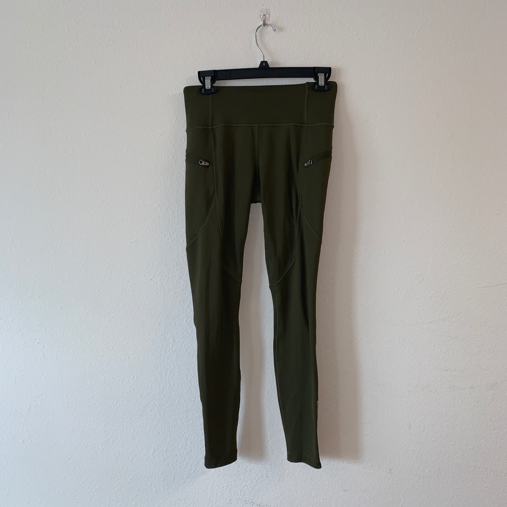 Army Green Fleece-Lined Lululemon Leggings